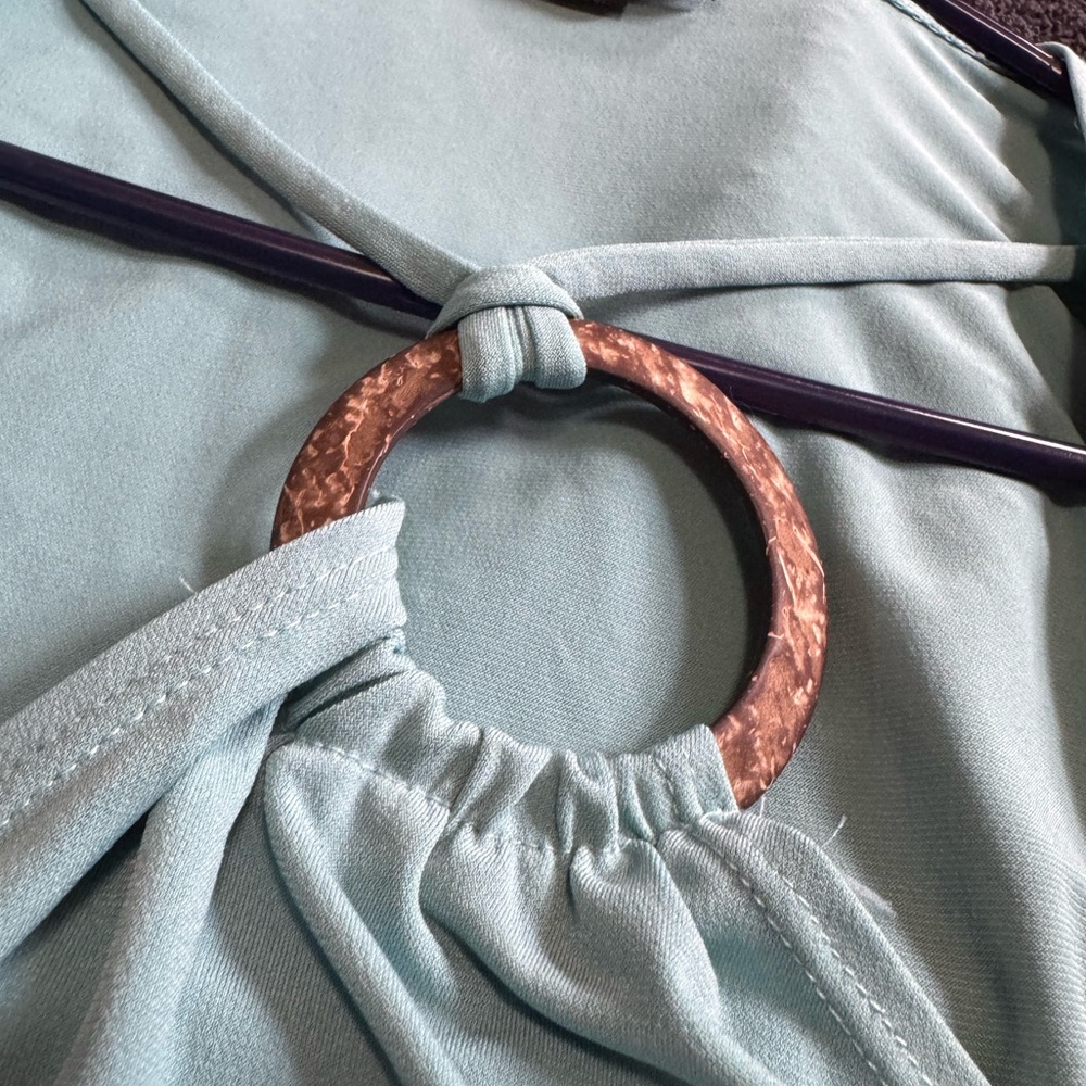 Y2K A. Byer Teal Women's Blouse with Ring Detail - Picture 4 of 7